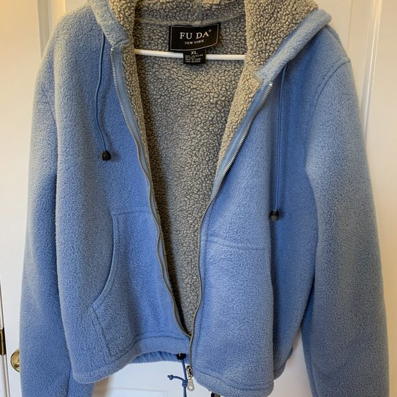 Sherpa Fleece Blue Hoodie/Jacket - Picture 1 of 4